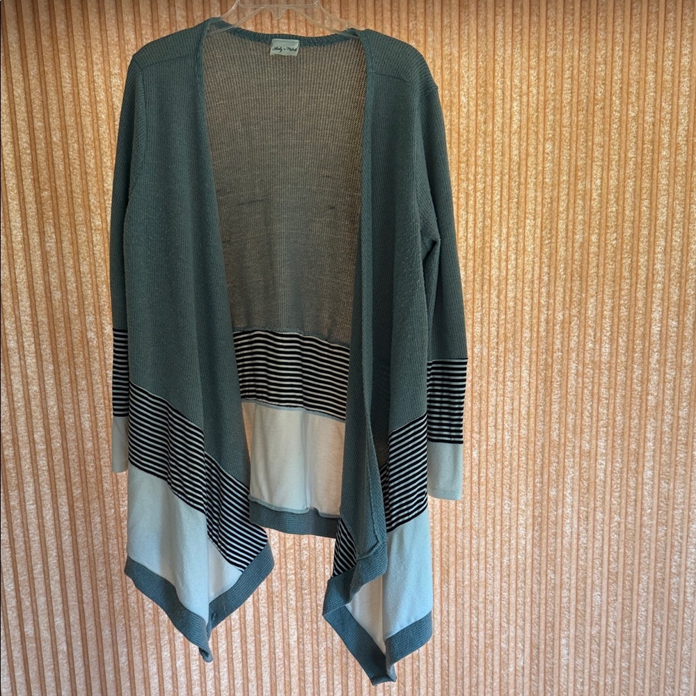 Stylish Sage and Cream Striped Women's Sweater